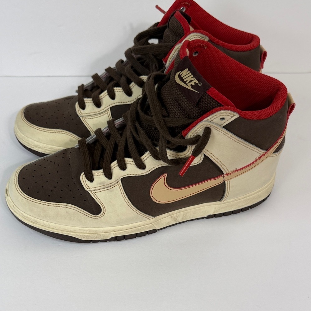 Nike Dunk High Brown Cream Red High-Top Athletic Sneakers